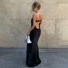 European and American Summer New Women's Clothing Temperament Slim-fitting Sleeveless Tube Top Big Halter Solid Color Sexy Hip-wrapped Dress