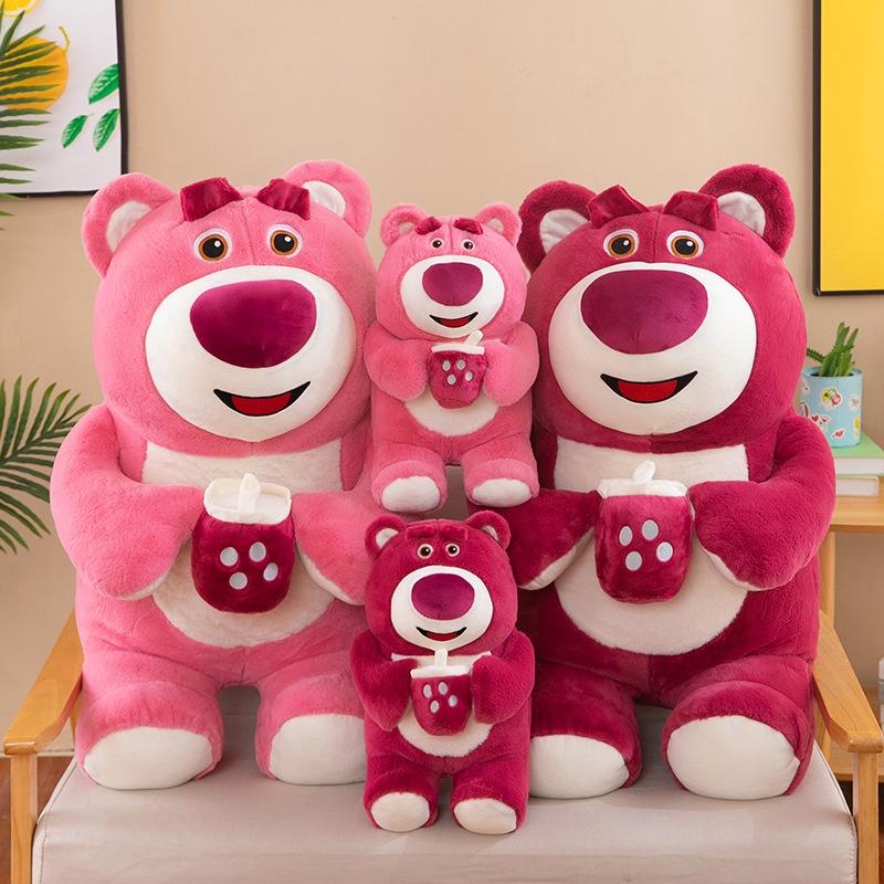 Cute Strawberry Bear Plush Pillow Perfect Gift For Comfort And Cuddles