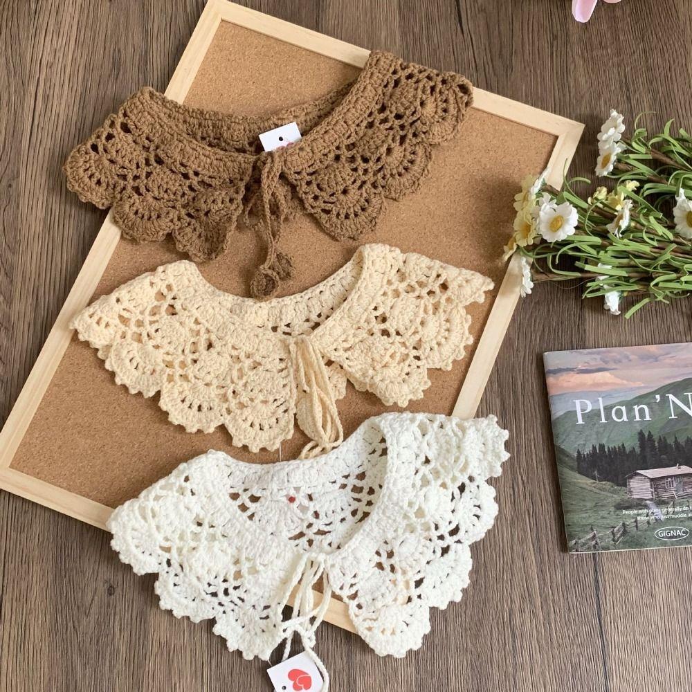 Sweet Knitted Scarves Detachable Blouse Shoulders Fake Collar Hollow Out Crochet Shawl Summer