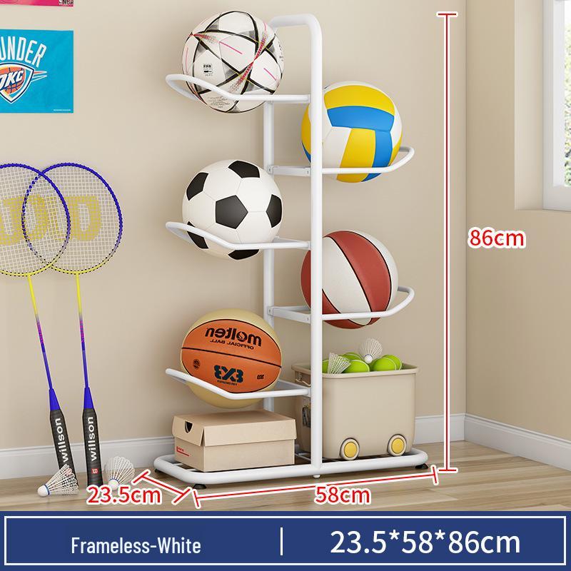 

Indoor Sports Ball Storage Rack for Kids: Organize & Display Basketballs, Soccer Balls & Volleyballs