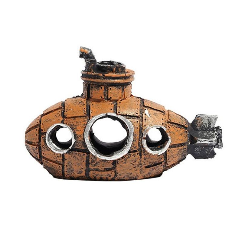 Creative Aquarium Sunken Ship Decorations Resin Pirate Ship Submarines Ornaments Landscaping For Small Medium Fish Tank