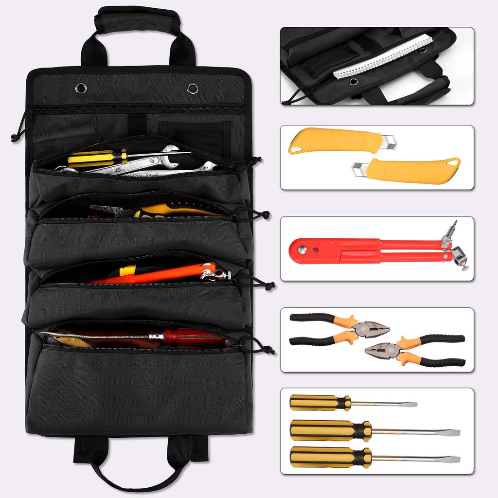 Koolertron Tool Multifunctional Roll Tool 4 1000D Oxford Tool Tool Tool Peg Peg Holds Up To 32cm In Tool Highly Durable Material Bag, Bag, Pockets,
