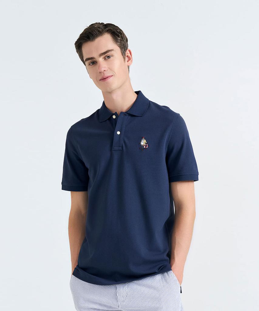 BROOKS BROTHERS Henley Embroidery Polo Shirt (Navy) (Bbntmm3067Qem)