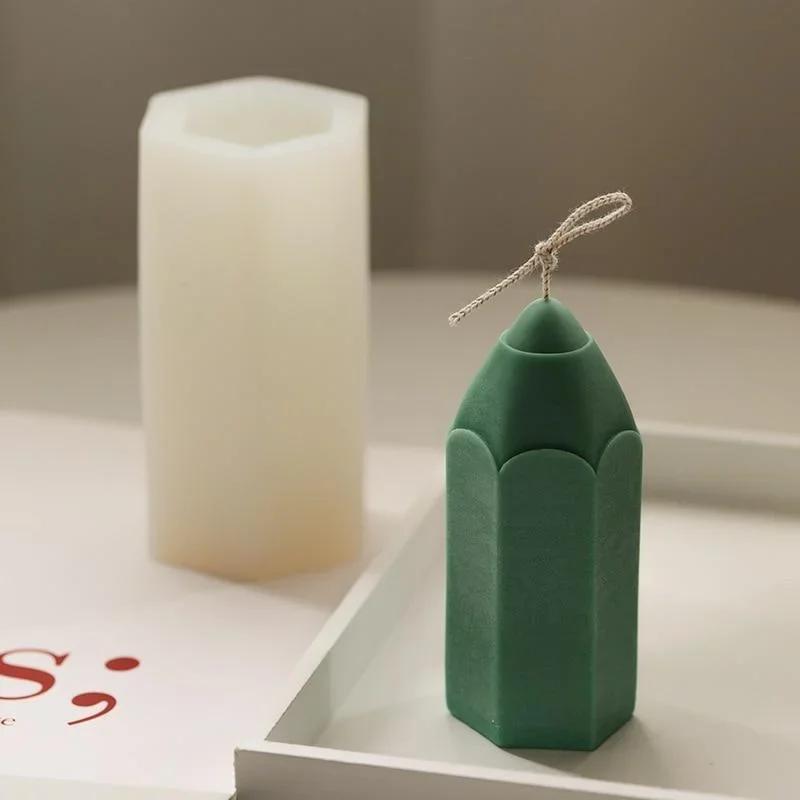 3D Pencil Silicone Candle Mold DIY Cylindrical Aromatherapy Soap Resin Gypsum Handmade Candle Making Tool