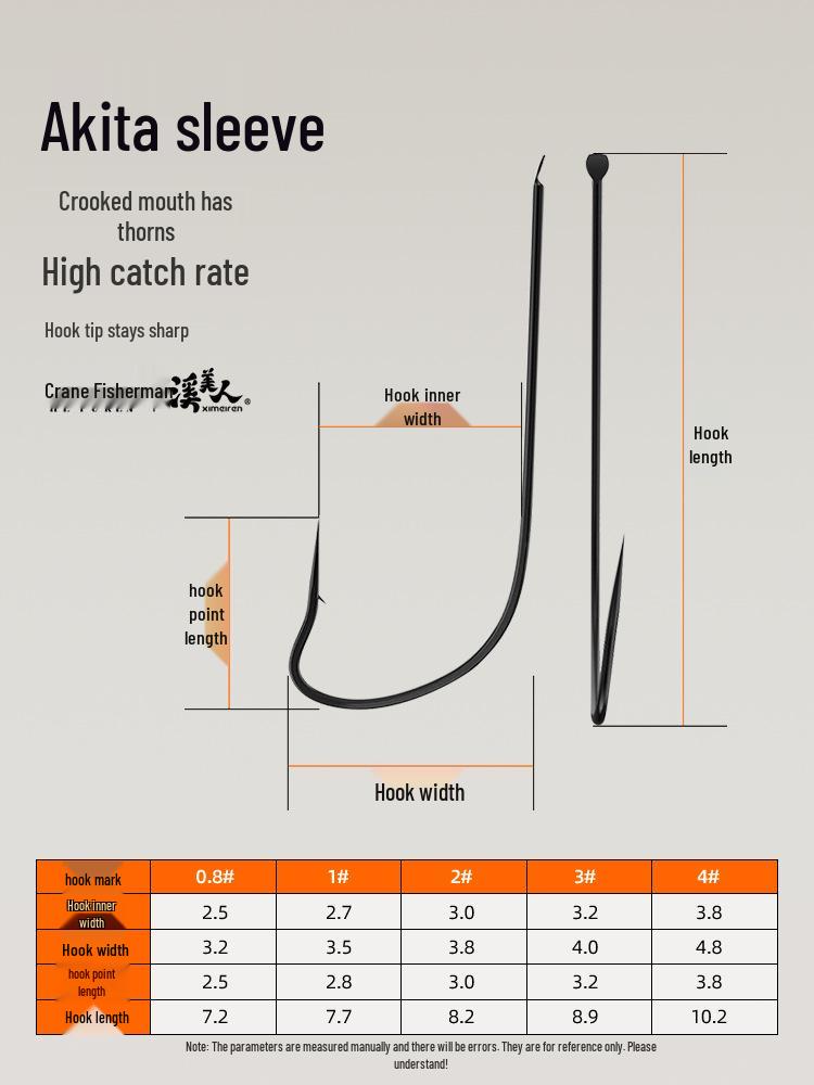 Akita Fox Barbed Black Sleeve Hook for Crucian Carp & Small Fish