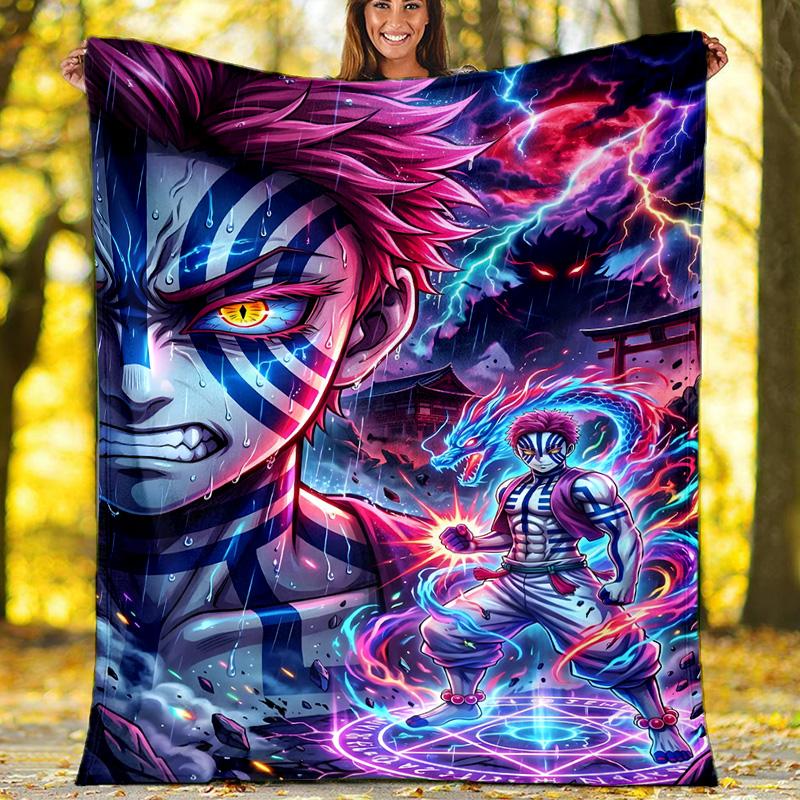 1pc Akaza Theme Blanket - Digital Print, Polyester, Cozy for All Seasons, Perfect for Outdoor, and Travel