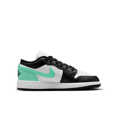 Air Jordan 1 Low Shoes White Black Green Glow 553558-131