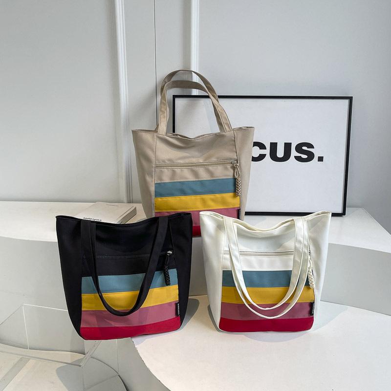 Large Capacity Shoulder Bag Color Block Women's Tote Bag