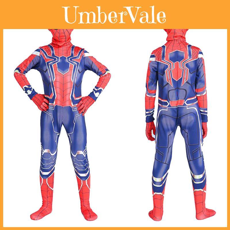 Marvelous Avengers Endgame Iron Spider-man Peter Parker Breathable Jumpsuit For Kids