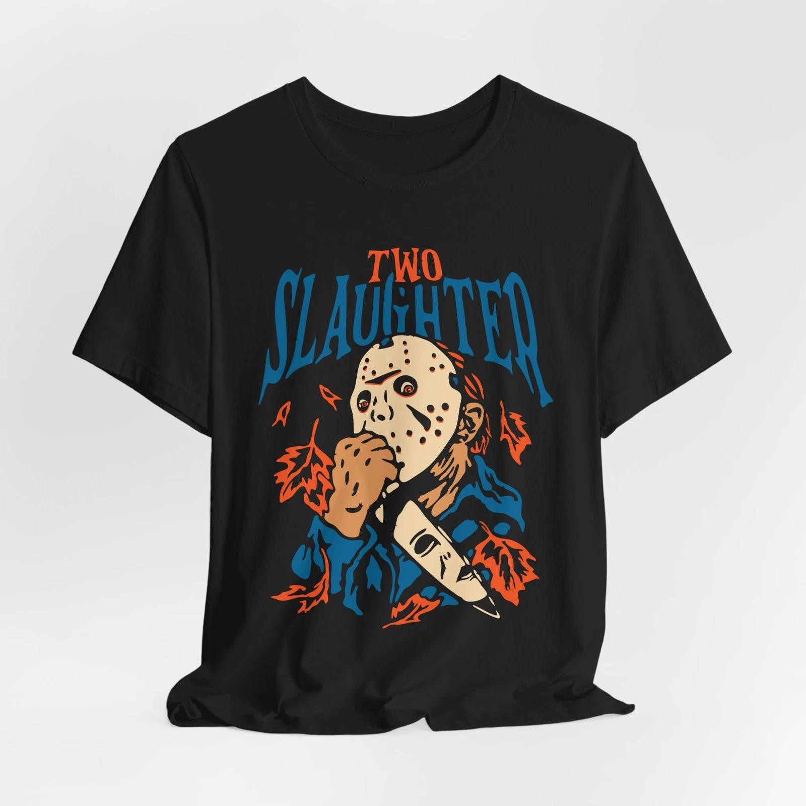 

Horror-Themed Jason Tee – Two Slaughter Unisex Shirt for Classic Fans 4XL
