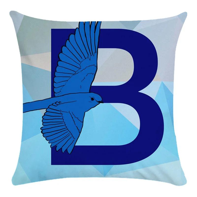 Animal Print Pillowcase Cushion Cover Super Soft Peach Skin  Fashion Blue Letter