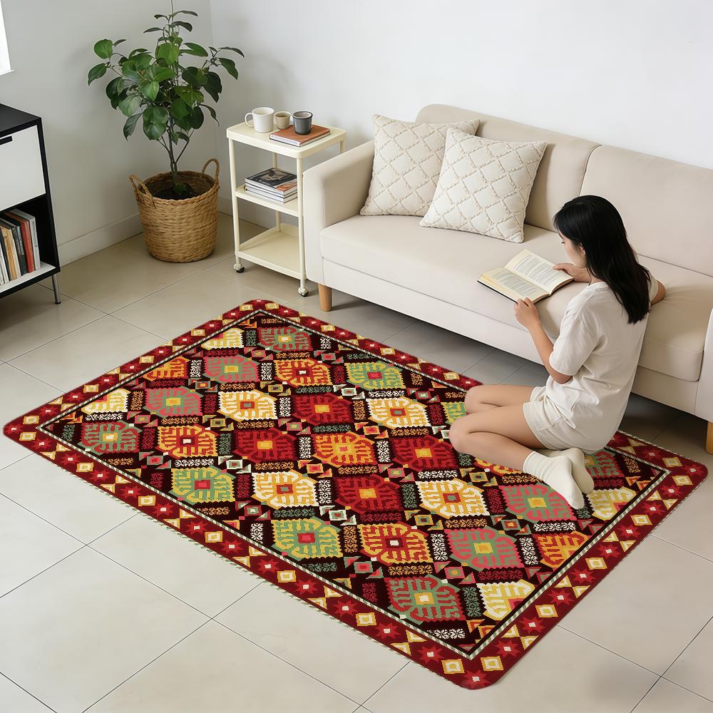 Retro bohemian floral plaid vintage hogar Bedside Rug Kitchen Bath Floor Mat Hallway Balcony Carpet Entrance Doormat Decor Home