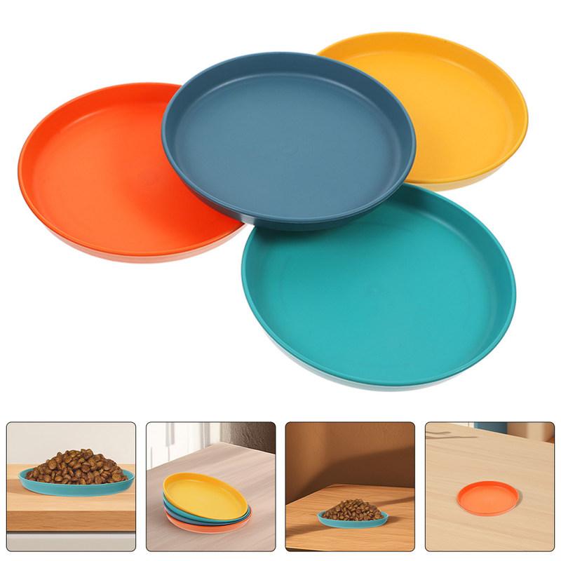 8Pcs Shallow Cat Bowls for Kittens Short Legged Cats Whisker Friendly Flat Plates for Wet Food Plastic Pet Feeding Dishes