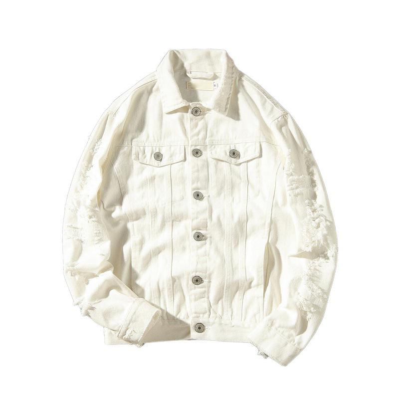Spring 2026 Men's Japanese Style Ripped Embroidery Denim Jacket, Plus Sizes Available