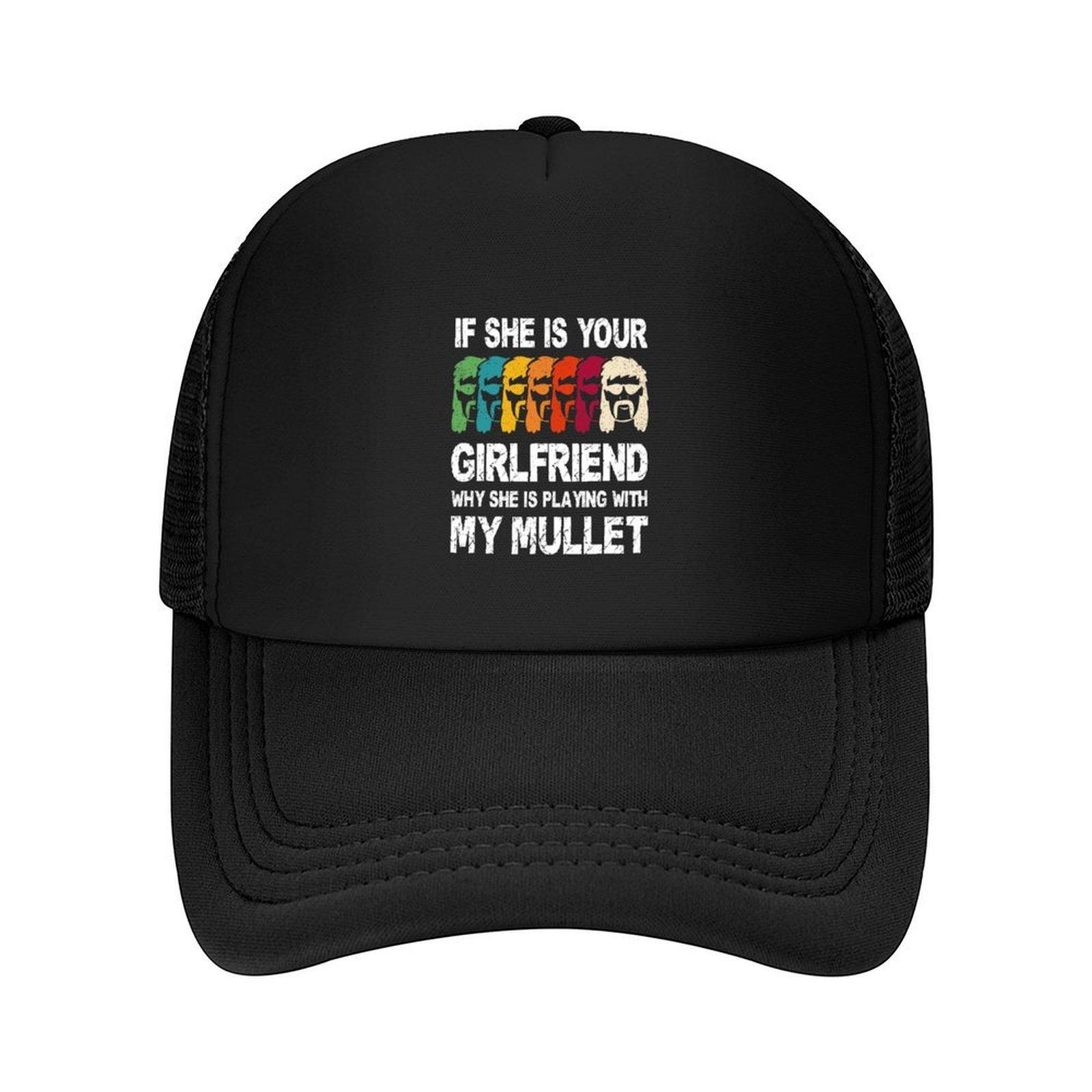 if she is your girlfriend why she is playing with my mullet Baseball Cap beach hat Luxury Brand Women Beach Fashion Men s