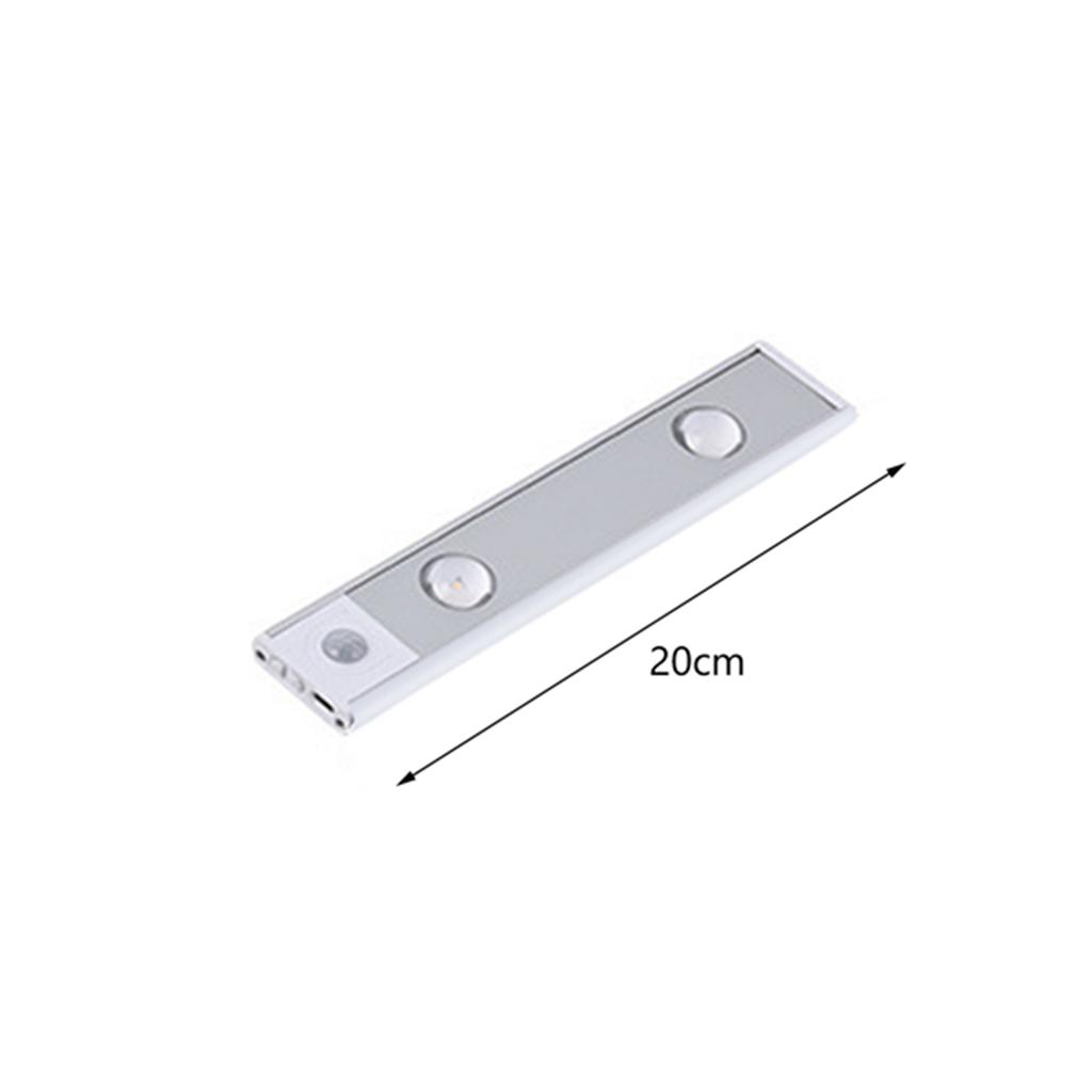 Intelligent LED human body sensor lamp rechargeable lamp cabinet cabinet lamp bar  20CM Space Silver Trichromatic Dimming
