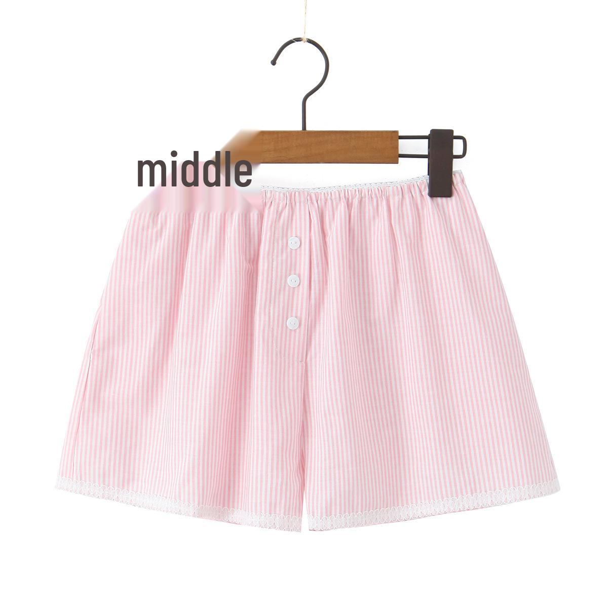 

2026 Chic Striped Lace Patchwork Retro Mid-Waist Shorts Medium