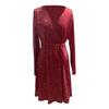 Fall Spring Women Dress V Neck Lace-up Tight Waist Sequin Decor A-line Big Hem Long Sleeves Prom Party Mini Dress