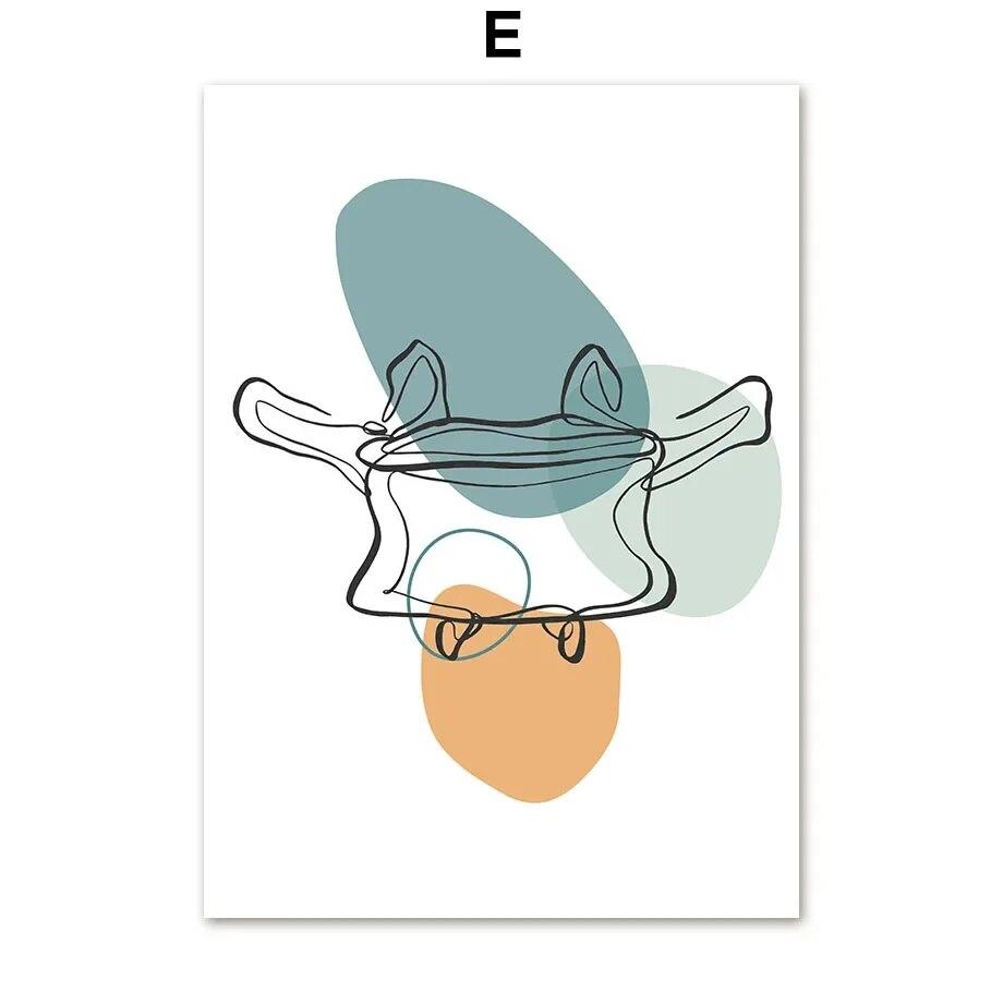 Abstrakte medizinische Anatomie Herz Zähne Skelett Wand Kunst Leinwand Malerei nordische Poster und Drucke Wand Bilder für Klinik Dekor