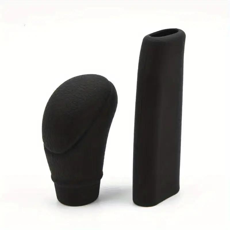 

2 шт. Автомобильный универсальный силиконовый чехол для ручки переключения передач, чехол для ручного тормоза, чехол для защиты кожи, стайлинг автомобиля C чёрный