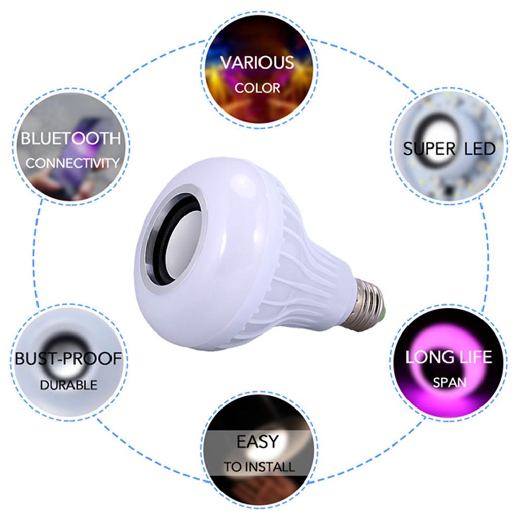 E27 12W LED Light Bulb RGB Bluetooth Speaker Music Remote Control Color Changing Lamp for Bedroom Party Decor