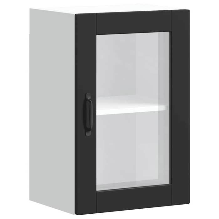 VidaXL Armoire murale de cuisine avec porte en verre Porto noir 854008