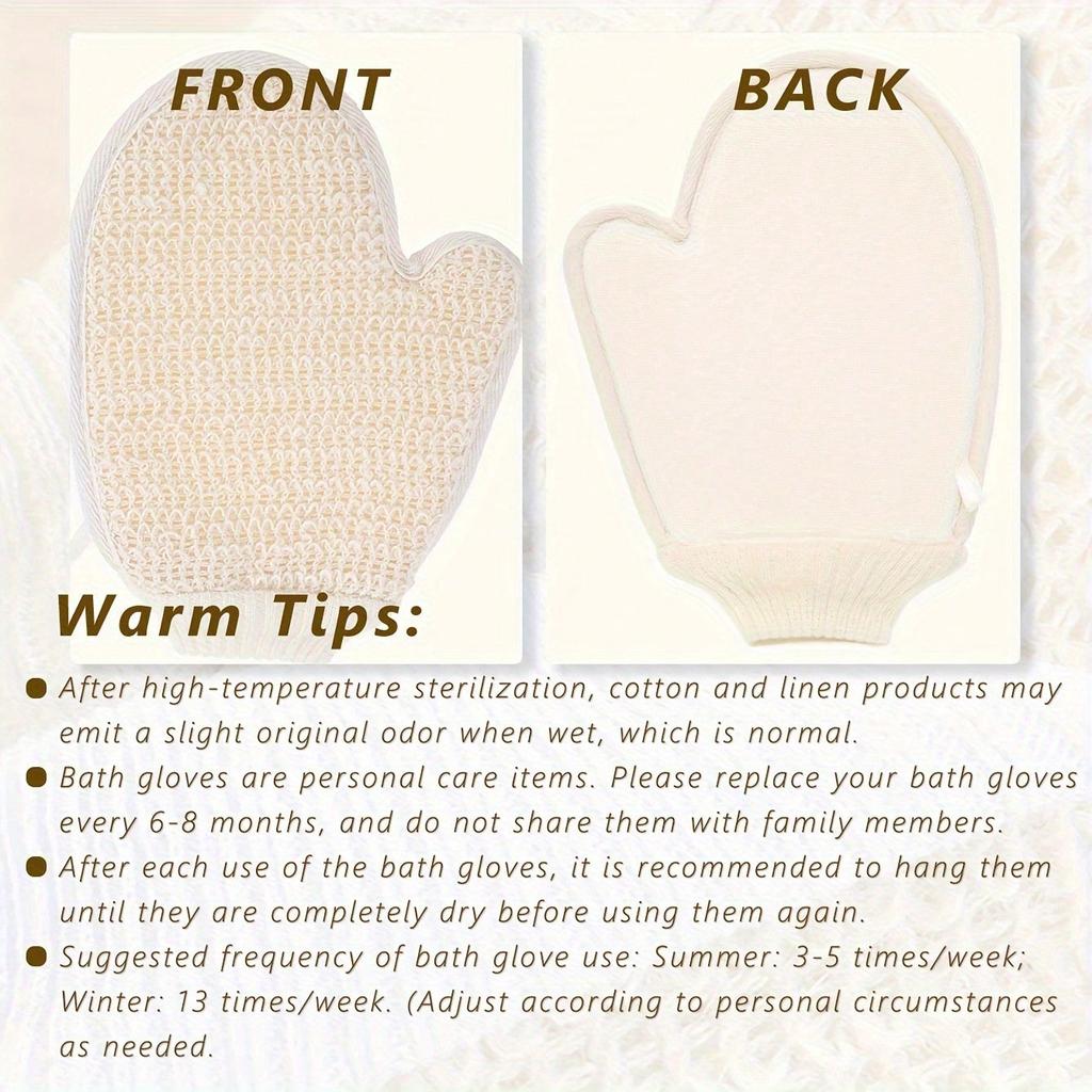 1 Piece Of Cotton And Linen Material Shower Gloves, Double-Sided Mud And Ash Scrubbing Household Cleaning And Scrubbing Towels, Body Cleansing Tool