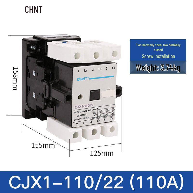 Chint CJX1 Series AC Contactor: 9/22, 12/22, 16/22, 32/22, 45, 63-7, available in 220V, 380V.
