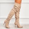 Fashion Red White Boots Winter Sexy High Heels Women Patent Leather Thigh High Boots Pointed Toe Waterproof Long Boots