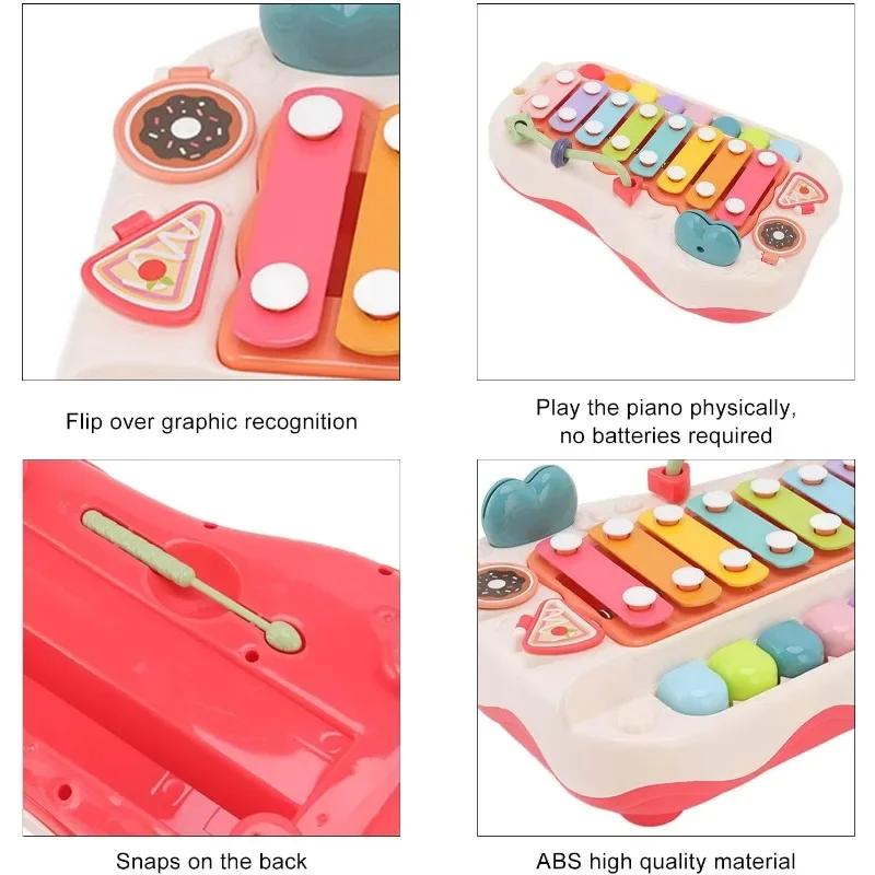 2 in 1 Baby Piano Xylophone for Toddlers with Key Keyboard Piano Sensory Toys Educational Musical Learning Instruments Baby Toy