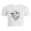 European, American English slogans Printed sexy exposed navel short T-shirt fashionable round neck slim slim top women's multi-picture