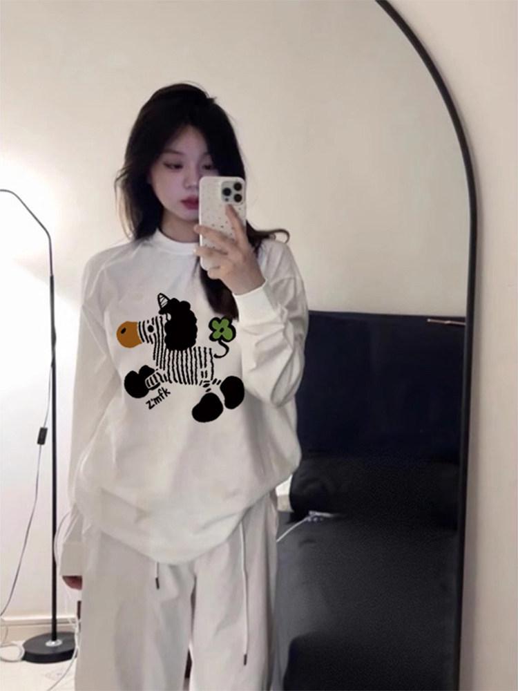

Women s Plus Size Pure Cotton Long Sleeve T-shirt - Autumn/Winter 2026, Loose Casual Design M [43-50 kg]
