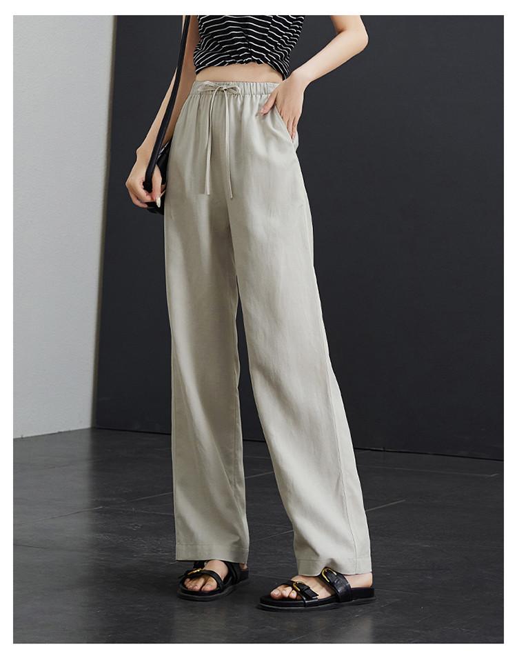 Lyocell Cotton and Hemp Wide Leg Pants for Women In 2026 Summer, Thin, Loose, Versatile, Elastic Waist Strap, Floor Pants