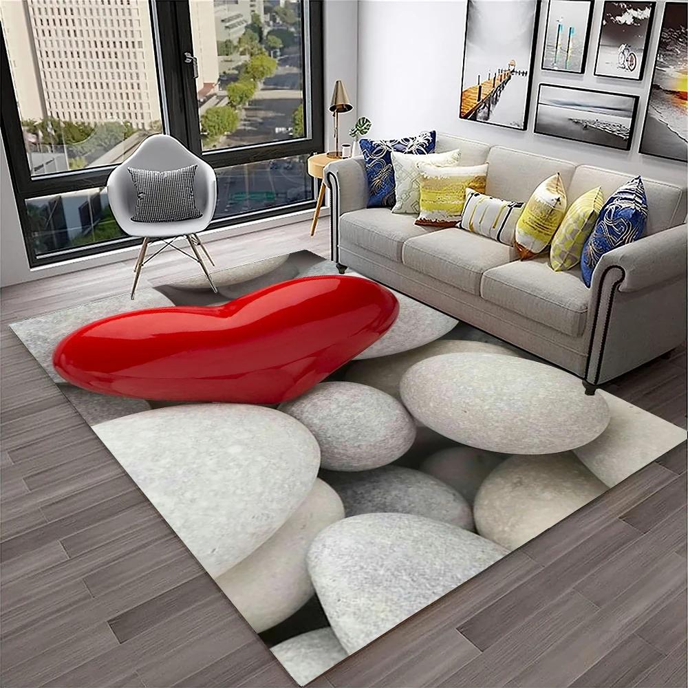 3D Stone Pebbles Footprint Beach Carpet Rug for Home Living Room Bedroom Sofa Doormat Decor,Kid Play Area Rug Non-slip Floor Mat