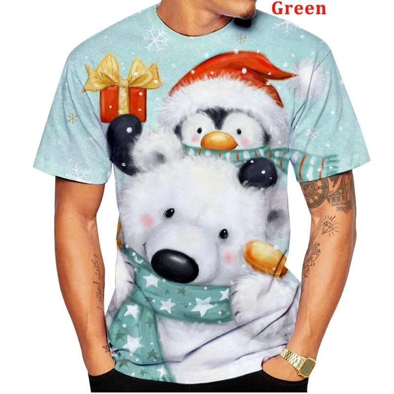3D Printed Men's T-shirt Short Sleeve Christmas Casual Santa Claus Cartoon O-Neck Short Sleeve Tee