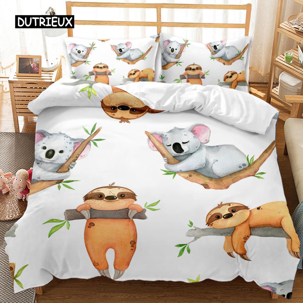 Lenoškový povlak na přikrývku Set Kreslený Vesmírný Lenoch Povlečení Lenoch Zvíře Přikrývka Povlak Dvojlůžko Queen King Size Polyesterová Přikrývka