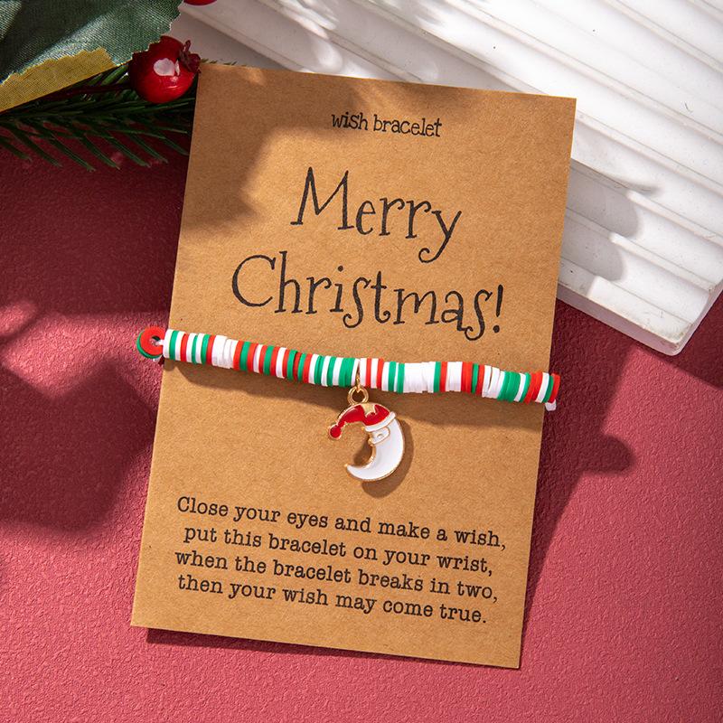 European and American Christmas popular soft pottery bracelet, elk snowman Christmas tree alloy pendant, gift jewelry