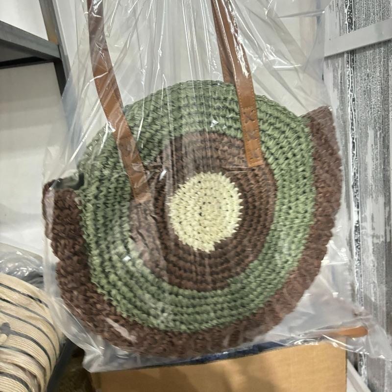 Single Shoulder Round Straw Bag Straw Bag New Hand-woven Bag Women's Large-capacity Casual Women's Bag Vacation Beach Bag