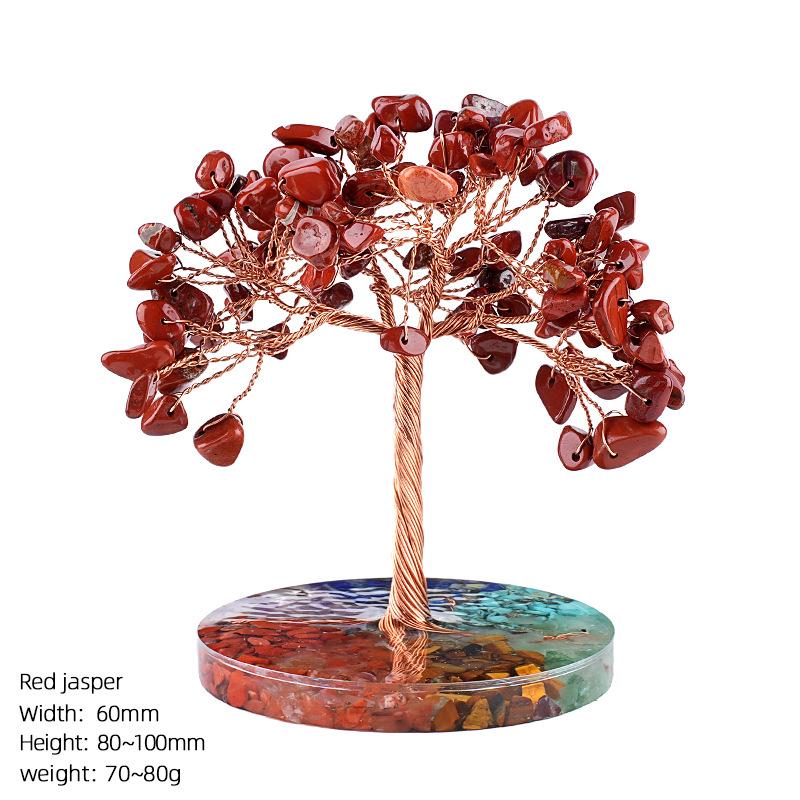 Natural Amethyst Stone Money Tree Ornament Chakra Crystal Chip Life Tree Resin Base Creative Home Desk Decor