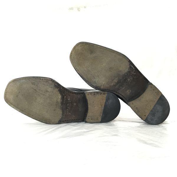 90s Italian GREENJAWS Leather Monk Strap Dress Shoes Black 39 24.5 Goodyear welt(USED)