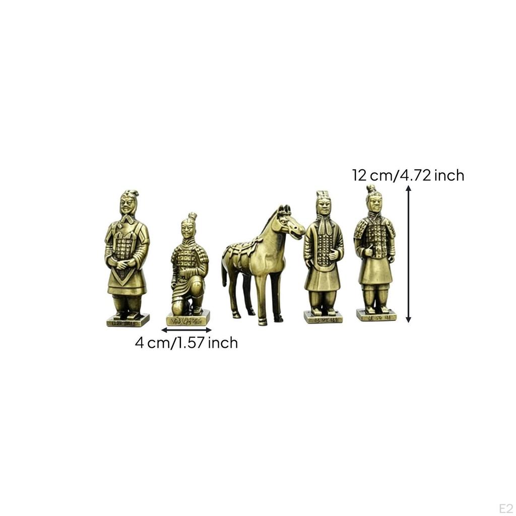 BronzeTone Terracotta Soldiers Display | Antique Reproduction, for Shelf S Warrior SET