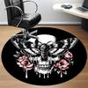 1pc Gothic Skull Butterfly Chair Carpet for Office, Round Non Slip Durable Large Size Office Carpet, Suitable for Office