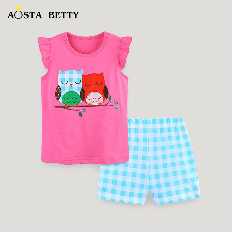 

Girls Summer Cartoon Embroidered 2-Piece Set - Short Sleeve Top & Shorts 3Y