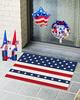 Red Striped Patriotic Day Welcome Mat Festive Home Decoration Entrance Floor Mat Kitchen and Bathroom Entrance Slipper Mat