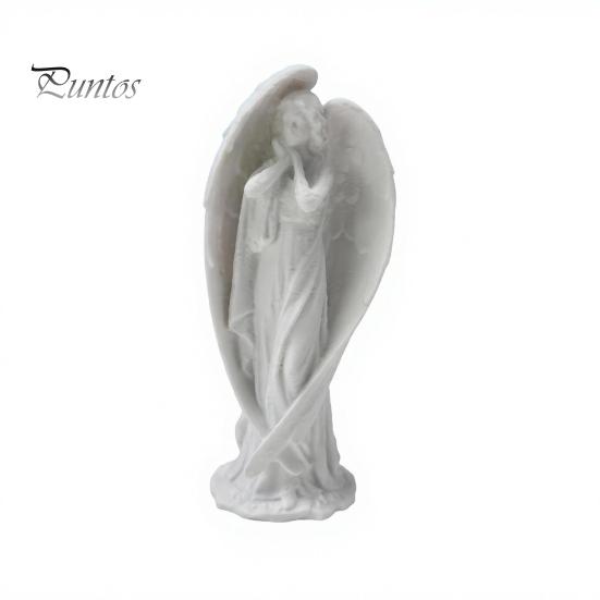 Statua Angioletto in Preghiera, Statuetta Alata Stampata 3D, Scultura da Tavolo con Ala Integrata Stampa Artistica per Decorazione Scrivania Ufficio Casa Opaca