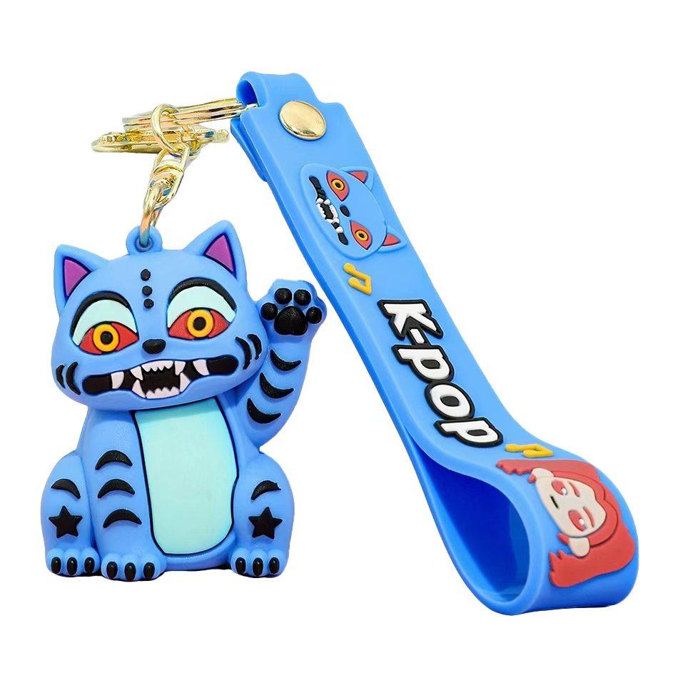 1-4Pcs Hot 3D Printed Anime Movie Kpop Demon Hunters Girls Derpy Keychains Doll Cute Tiger Action Model Toy Collection Gifts