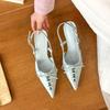 Fashion 2025 Summer Women High Heel Sandals Sexy Strap Slim Sandals Bow Pointed Fashion Birthday Party Women sandals slingback femme