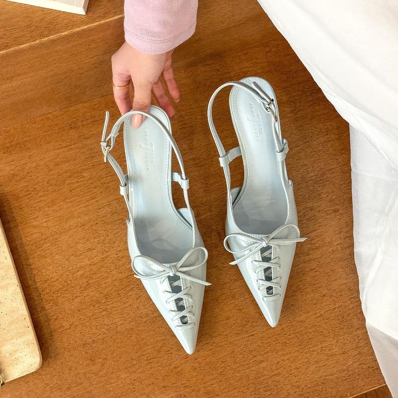 Fashion 2025 Summer Women High Heel Sandals Sexy Strap Slim Sandals Bow Pointed Fashion Birthday Party Women sandals slingback femme
