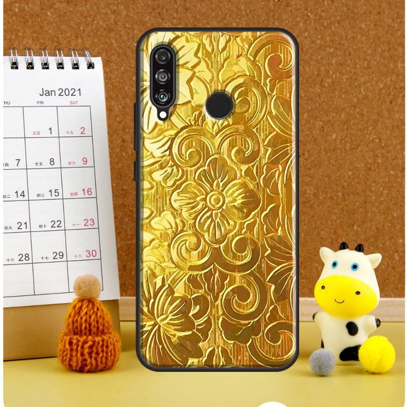 Gold Floral Pattern For Huawei Nova 9 10 SE 3i 7i 8i 11i 12i Y60 Y61 Y70 Y72 Y73 Y90 Y91 P20 P30 P40 Lite Case