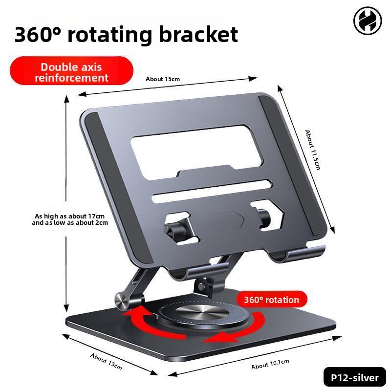 

aluminum alloy tablet stand with 360-degree rotation, foldable and multifunctional for desktop use P12【Deep Space Gray】
